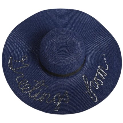 Chapeau de plage brodé - Bleu - M (56 - 58cm) | La boutique du chapeau