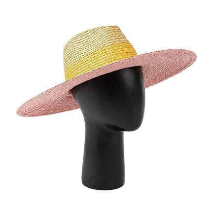 Chapeau de plage en paille - Jaune rose Beige - M (56 - 58cm) | La boutique du chapeau