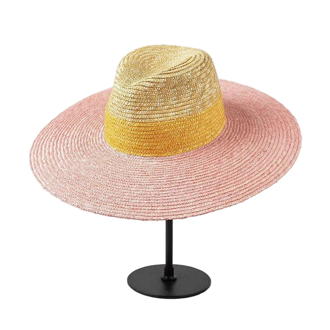Chapeau de plage en paille - Jaune rose Beige - M (56 - 58cm) | La boutique du chapeau