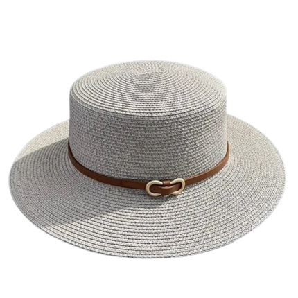 Chapeau de plage en paille simple - Gris - M (56 - 58cm) | La boutique du chapeau