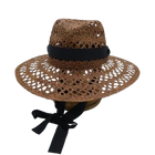 Chapeau de raphia tissé à la main - Kaki/noir - M (56 - 58cm) | La boutique du chapeau