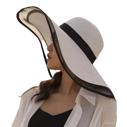 Chapeau de soleil à large bord - Blanc - M (56 - 58cm) | La boutique du chapeau
