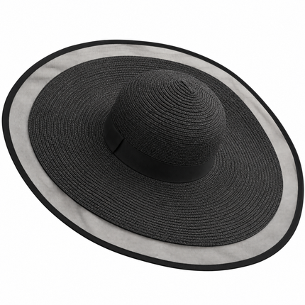 Chapeau de soleil à large bord - Noir - M (56 - 58cm) | La boutique du chapeau