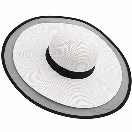 Chapeau de soleil à large bord - Blanc - M (56 - 58cm) | La boutique du chapeau