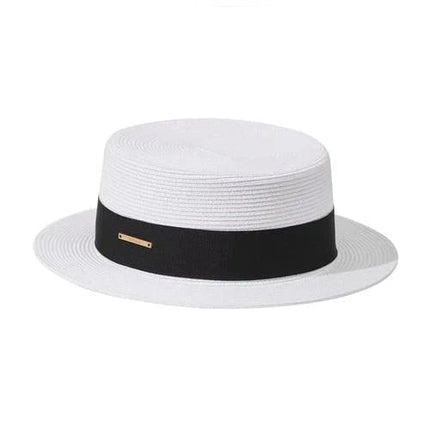 Chapeau de soleil de plage - Blanc/noir - M (56 - 58cm) | La boutique du chapeau