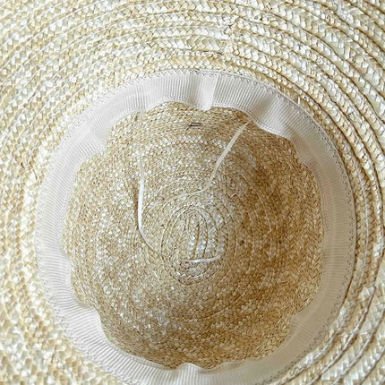Chapeau de soleil large ruban - Beige - M (56 - 58cm) | La boutique du chapeau