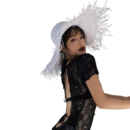 Chapeau de soleil paille - Noir - M (56 - 58cm) | La boutique du chapeau