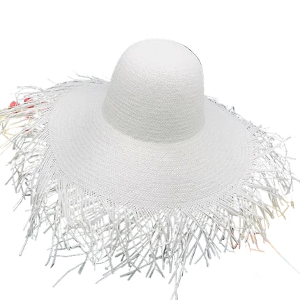 Chapeau de soleil paille - Blanc - M (56 - 58cm) | La boutique du chapeau