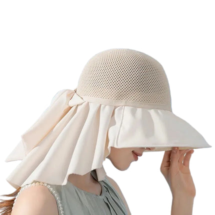 Chapeau d'été avec protection du cou - Beige - M (56 - 58cm) | La boutique du chapeau