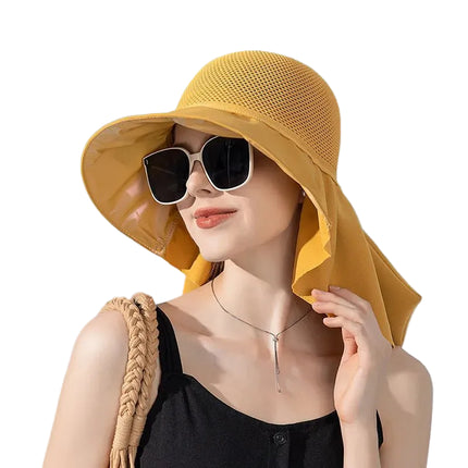 Chapeau d'été avec protection du cou - Jaune - M (56 - 58cm) | La boutique du chapeau