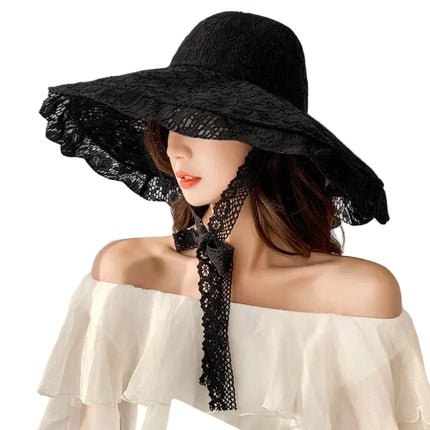 Chapeau d'été en dentelle - Noir - M (56 - 58cm) | La boutique du chapeau