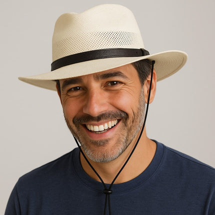 Chapeau d'été en maille pour hommes - Beige - M (56 - 58cm) | La boutique du chapeau