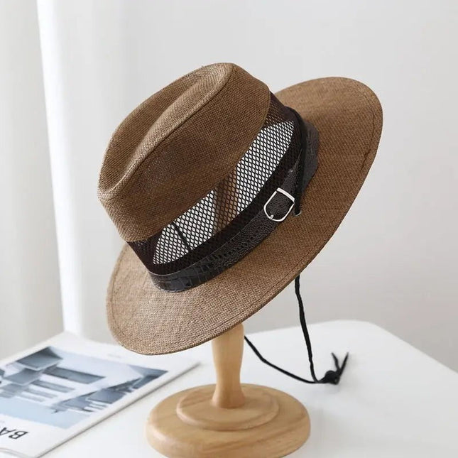 Chapeau d'été en maille pour hommes - Marron foncè - M (56 - 58cm) | La boutique du chapeau
