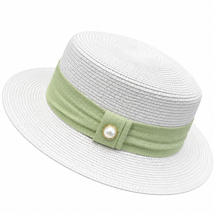 Chapeau d'été en paille - Blanc - M (56 - 58cm) | La boutique du chapeau
