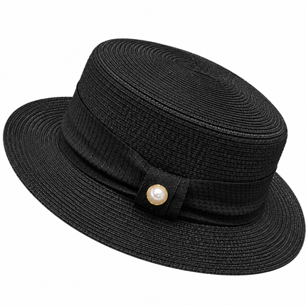 Chapeau d'été en paille - Noir - M (56 - 58cm) | La boutique du chapeau