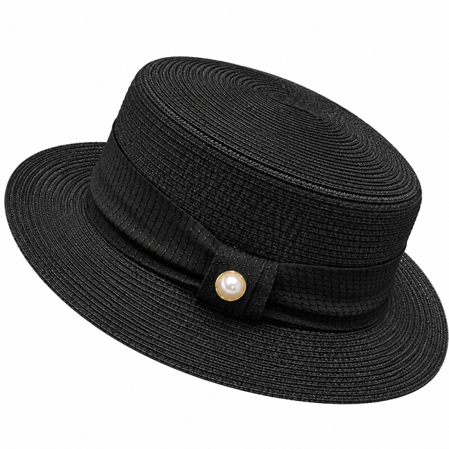 Chapeau d'été en paille - Noir - M (56 - 58cm) | La boutique du chapeau