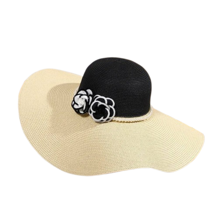 Chapeau d'été pour femmes - Noir/beige - M (56 - 58cm) | La boutique du chapeau