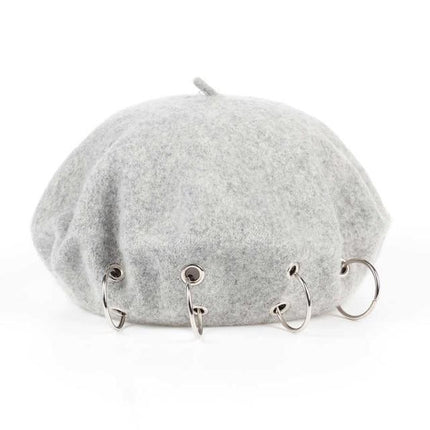 chapeau d'hiver bérets rock style , béret en laine - Gris - M (56 - 58cm) | La boutique du chapeau