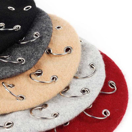 chapeau d'hiver bérets rock style , béret en laine - Noir - M (56 - 58cm) | La boutique du chapeau