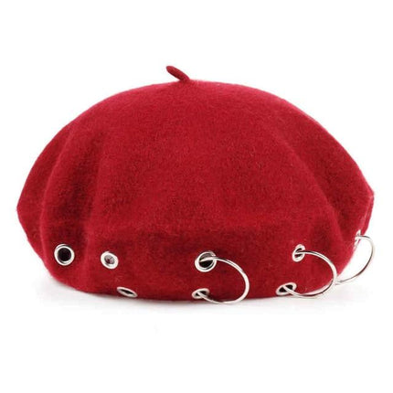 chapeau d'hiver bérets rock style , béret en laine - Rouge - M (56 - 58cm) | La boutique du chapeau