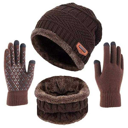 Chapeau écharpe gants unisexe - Noir 3 pièces - Adulte | La boutique du chapeau