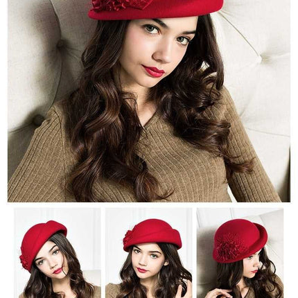 Chapeau en feutre de laine - Rouge - M (56 - 58cm) | La boutique du chapeau