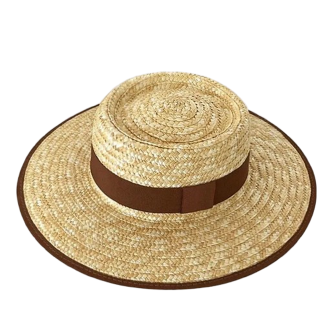 Chapeau en paille à large bord - Café rond - M (56 - 58cm) | La boutique du chapeau