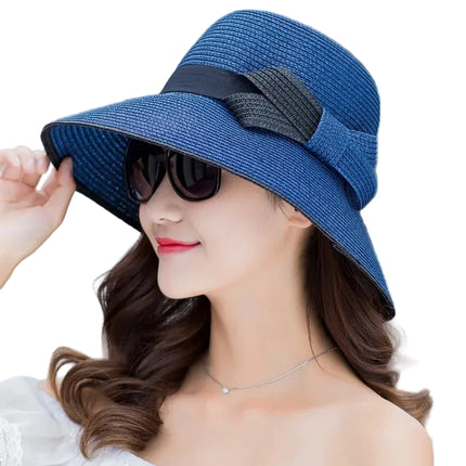 Chapeau en paille à visière - Bleu marine - M (56 - 58cm) | La boutique du chapeau