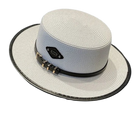 Chapeau en paille avec ceinture cuir - Blanc - M (56 - 58cm) | La boutique du chapeau