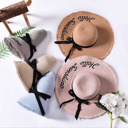 Chapeau en paille avec ruban - Bleu - M (56 - 58cm) | La boutique du chapeau