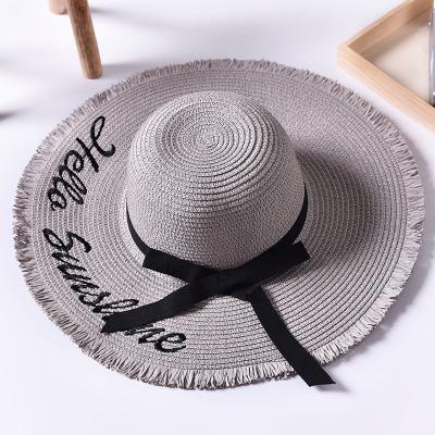 Chapeau en paille avec ruban - Gris - M (56 - 58cm) | La boutique du chapeau