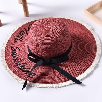 Chapeau en paille avec ruban - Rouge - M (56 - 58cm) | La boutique du chapeau