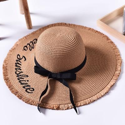 Chapeau en paille avec ruban - Marron - M (56 - 58cm) | La boutique du chapeau