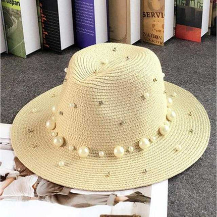 Chapeau en paille perles - Kaki - M (56 - 58cm) | La boutique du chapeau
