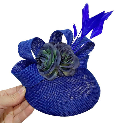 Chapeau Fascinator Brodé - Bleu foncé - | La boutique du chapeau