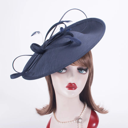 Chapeau Fascinator en lin - Bleu - | La boutique du chapeau