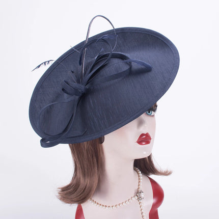 Chapeau Fascinator en lin - Bleu - | La boutique du chapeau