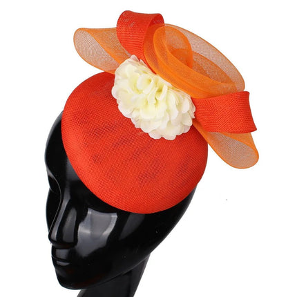Chapeau Fascinator Femme - Orange/blanc - | La boutique du chapeau