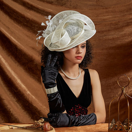 Chapeau Fascinator Gala - Beige - | La boutique du chapeau