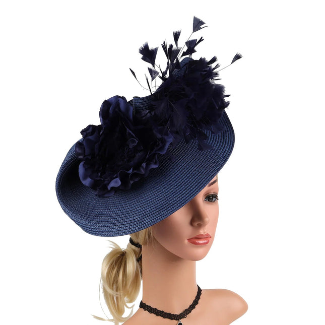Chapeau Fascinator Plumes - Bleu - | La boutique du chapeau
