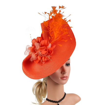 Chapeau Fascinator Plumes - Orange - | La boutique du chapeau