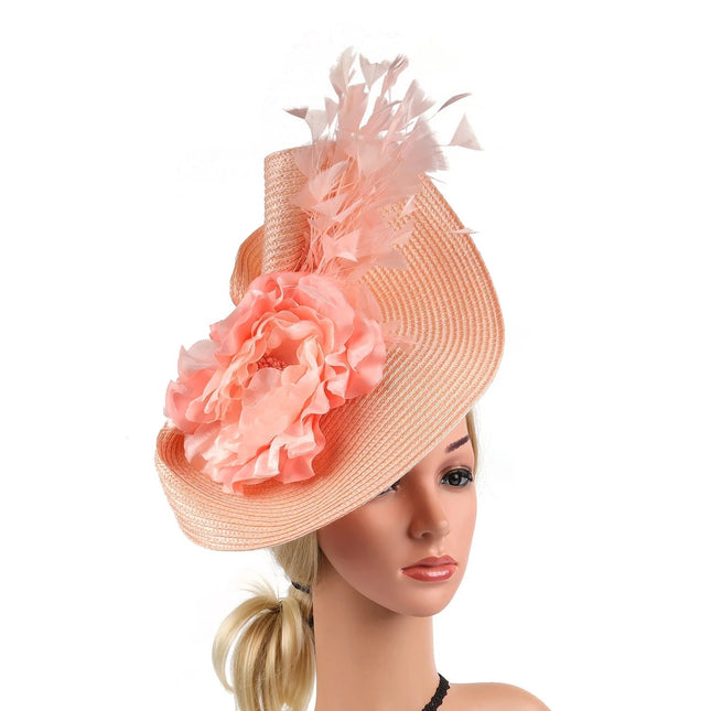 Chapeau Fascinator Plumes - Pêche - | La boutique du chapeau
