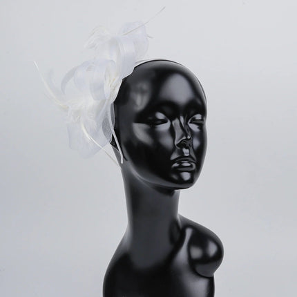 Chapeau Fascinator Satin - Blanc - | La boutique du chapeau