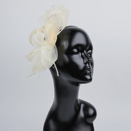 Chapeau Fascinator Satin - Beige - | La boutique du chapeau