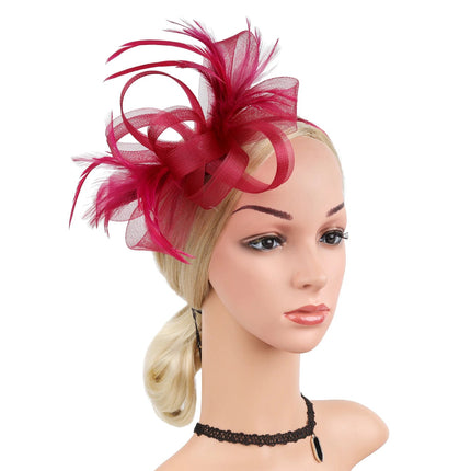 Chapeau Fascinator Satin - Bordeaux - | La boutique du chapeau