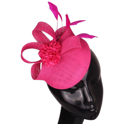 Chapeau Fascinator Soirée - Rose/rouge - | La boutique du chapeau
