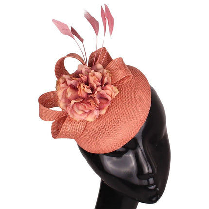 Chapeau Fascinator Soirée - Pêche foncé - | La boutique du chapeau