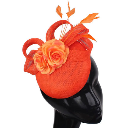Chapeau Fascinator Soirée - Orange - | La boutique du chapeau