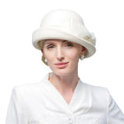 Chapeau fedora femme laine bord roulé - Blanc - M (56 - 58cm) | La boutique du chapeau