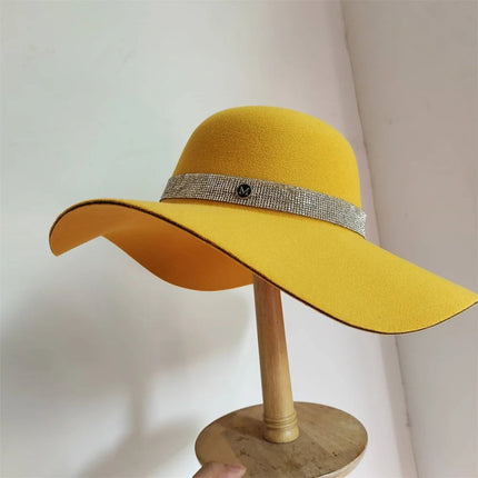 Chapeau fedora large bord coton - Jaune - M (56 - 58cm) | La boutique du chapeau